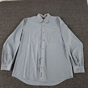 Timberland Mens XL Plaid Button Down Shirt Blue White Outdoor